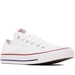 Converse White Sneakers with Red and Blue Trim